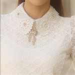YEYELANA Women Lace Blouses 2018 Spring Summer New Elegant Femininas Long Sleeve chiffon Blouse Korean Style Women Shirt A001